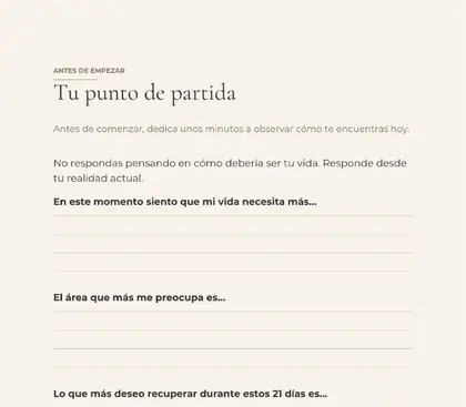 Fragmento de la página de compromiso del workbook
